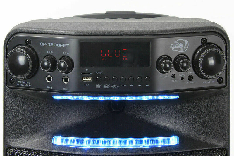 Brand New Dolphin 2500W Rechargeable 12" Bluetooth Tailgate Speaker with LED's SP-1200RBT - Xtrasaver