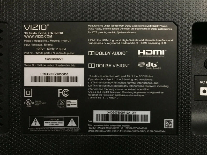VIZIO P-Series Quantum 75" Class 4K HDR Smart TV | P759-G1 |Open Box | Local pick-up in Los Angeles area CANNOT SHIP! - Xtrasaver
