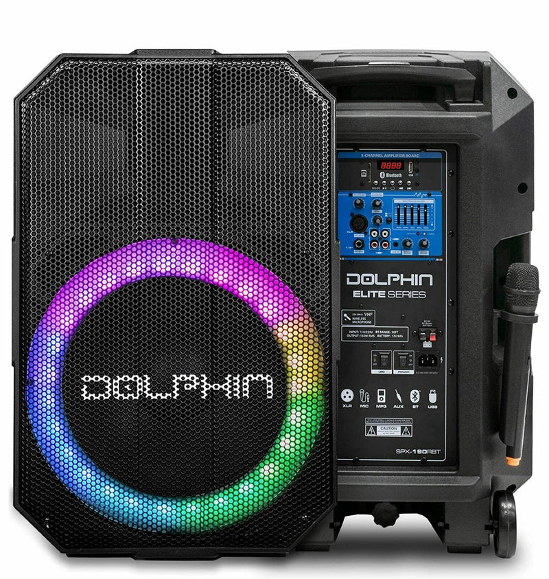 Brand New Dolphin Elite Series 5100W 15" Rechargeable Party Speaker Use as Portable PA&Karaoke System SPX-190RBT - Xtrasaver