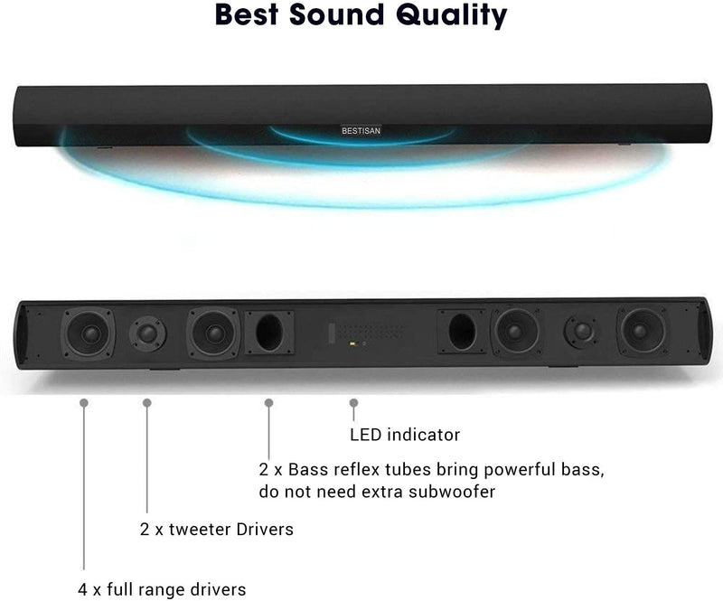 Bestisan S9920 40 Inch 100Watt Sound bar for TV Wired & Wireless Bluetooth 5.0 Sound Bar | Open Box - Xtrasaver