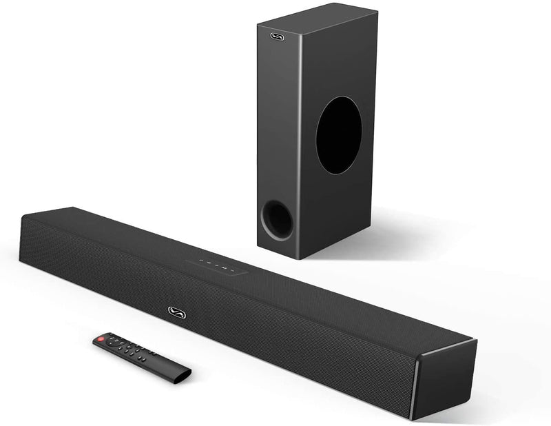 BESTISAN Sound Bar with Subwoofer, 150 Watt 2.1 Channel Sound Bars for TV with Bluetooth 5.0 and Wired Connections, 110dB, 3 Equalizer Mode, Bass Adjustable, Wall Mountable, Deep Bass for Home Theater | Open Box - Xtrasaver
