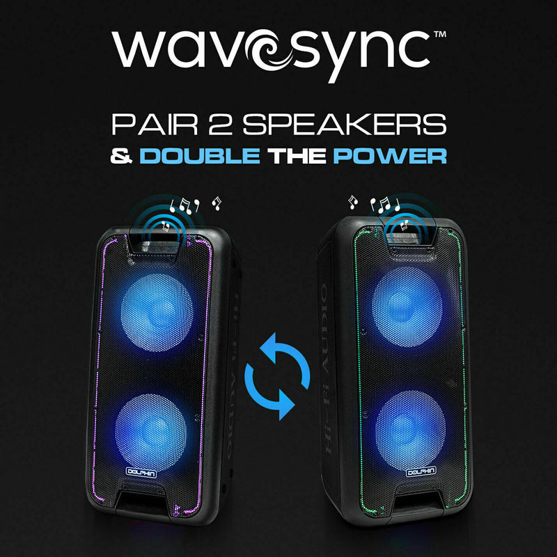 Brand New Dolphin SP-210RBT 3400W Bluetooth Tailgate Rechargeable Party Speaker System + WaveSync™ - Xtrasaver