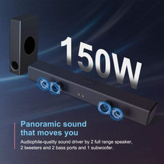 BESTISAN Sound Bar with Subwoofer, 150 Watt 2.1 Channel Sound Bars for TV with Bluetooth 5.0 and Wired Connections, 110dB, 3 Equalizer Mode, Bass Adjustable, Wall Mountable, Deep Bass for Home Theater | Open Box - Xtrasaver